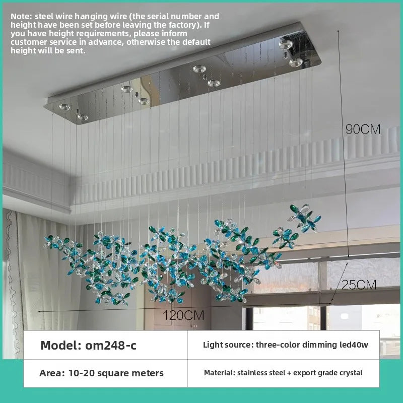 French style chandelier with three-color light and push button switch