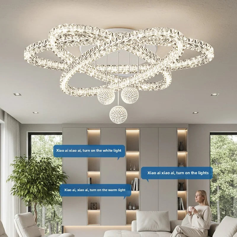 White acrylic chandelier at 39.4 in diameter with stepless dimming