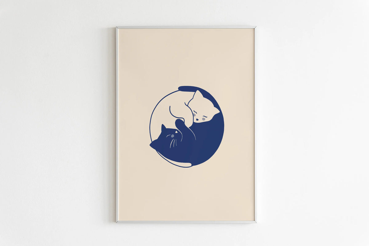 Sleepy Kitten Minimalist Canvas Wall Art Print