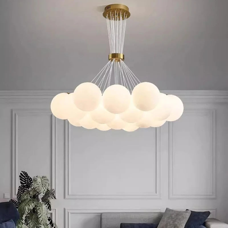 Multi head chandelier at 17.7 in diameter with seven acrylic heads