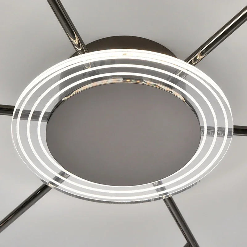 Gold glass ball chandelier with twelve clear globes on a rigid stem