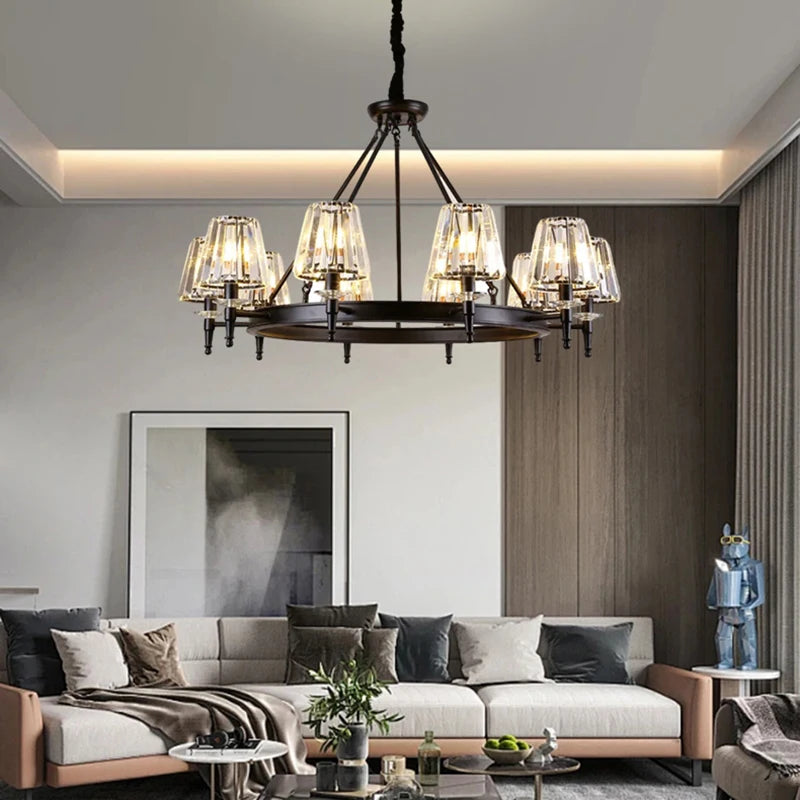 Matte Black Crystal Chandelier