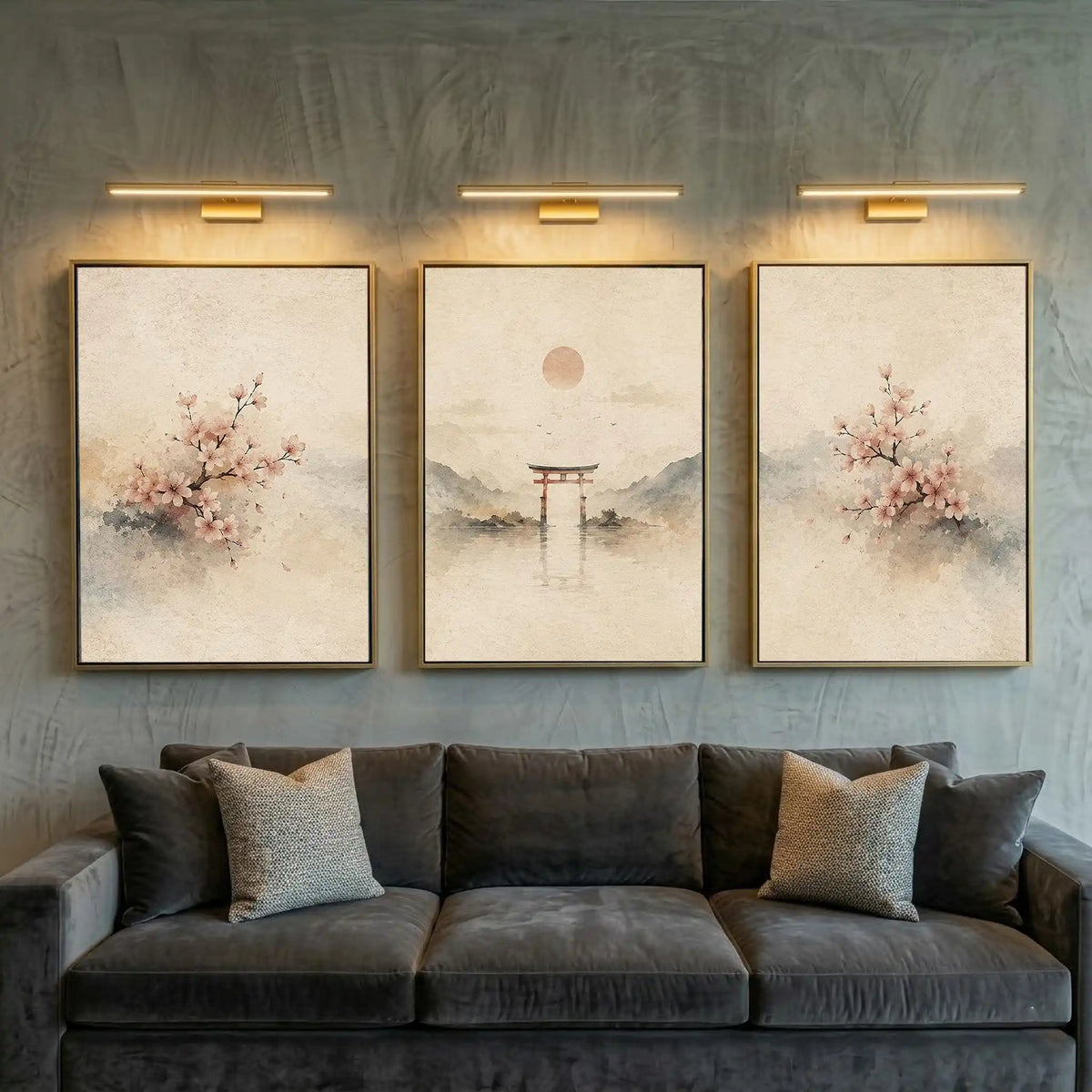 Japandi Wabi Sabi Cherry Blossom 3-Piece Canvas Set