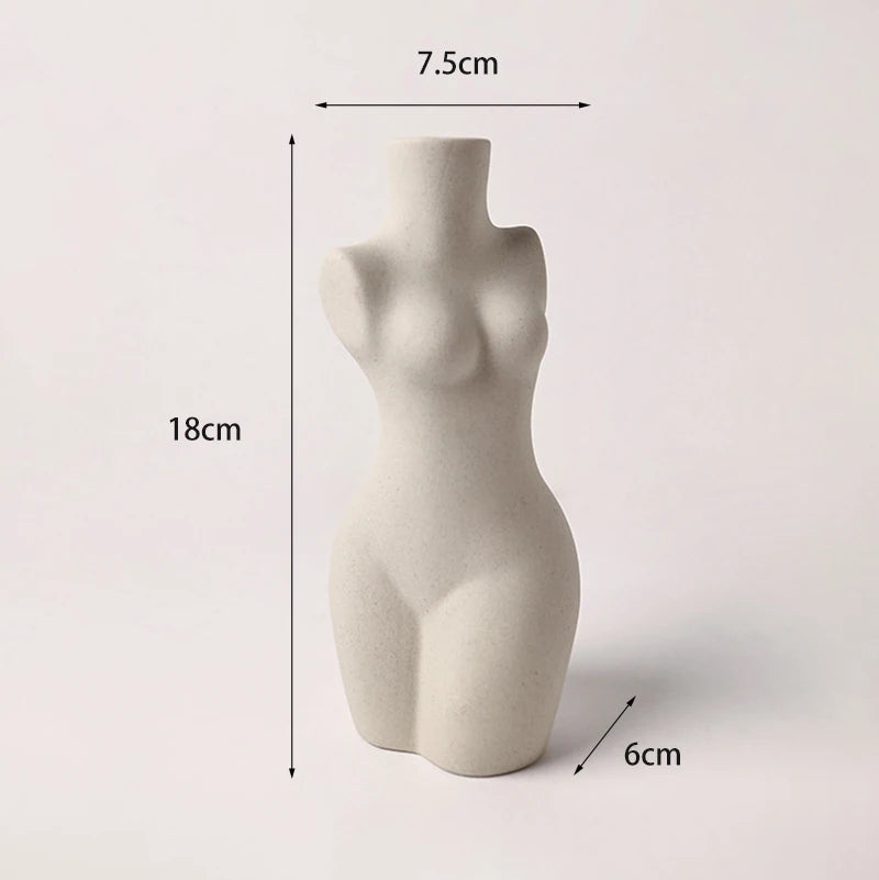 Human body sculpture ceramic art vase white primitive embryo form