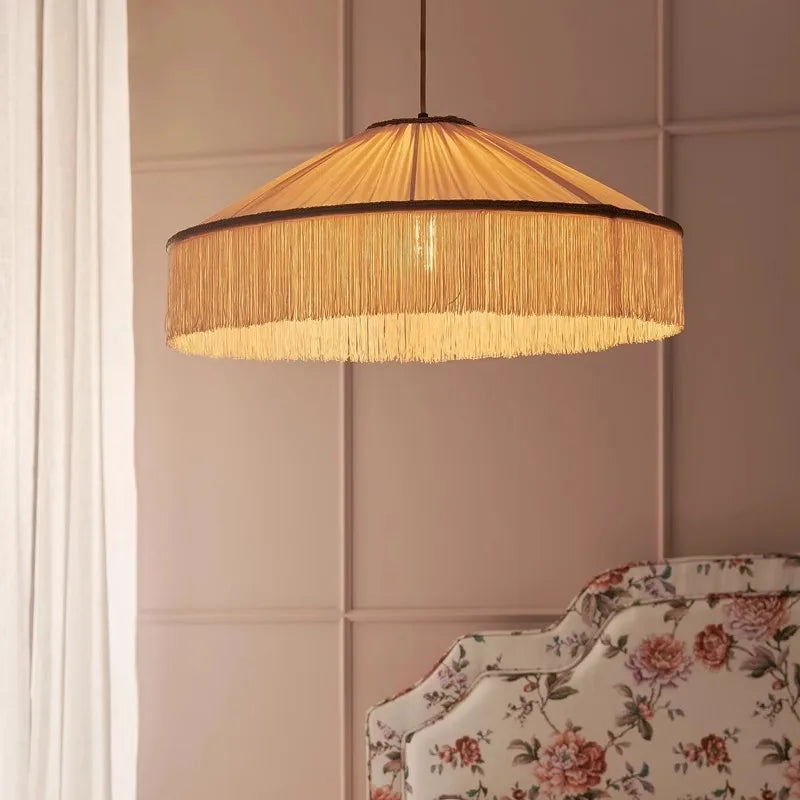 Boho Cloth Tassel Pendant Light