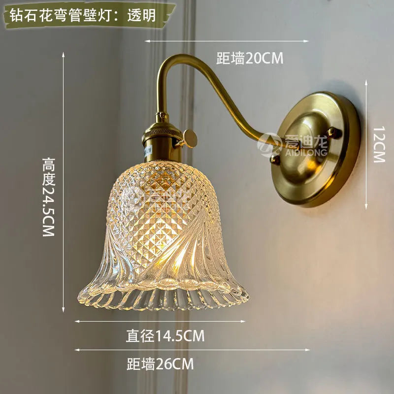Nordic Brass Glass Switch Wall Sconce