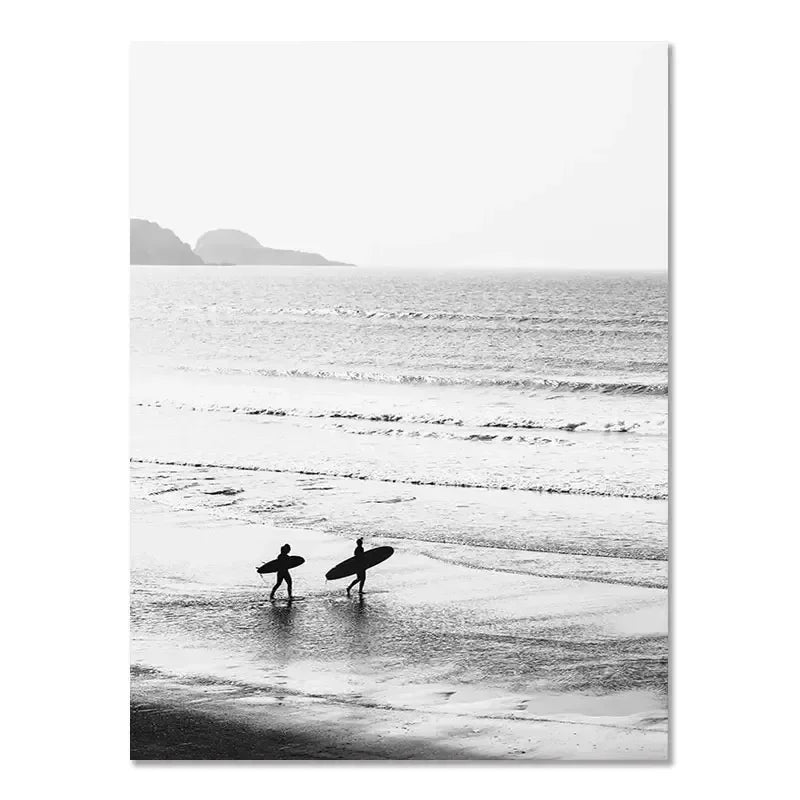 Beach Camper Van Surf Ocean Landscape Canvas Wall Art