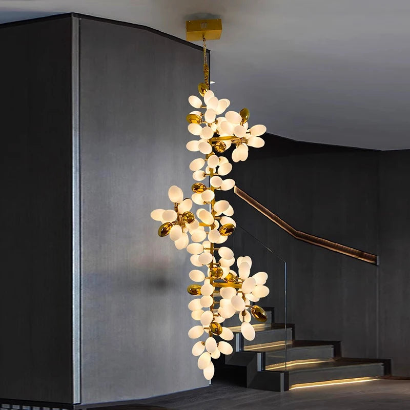 Glass chandelier at 118.1 in length on a plated iron chain drop