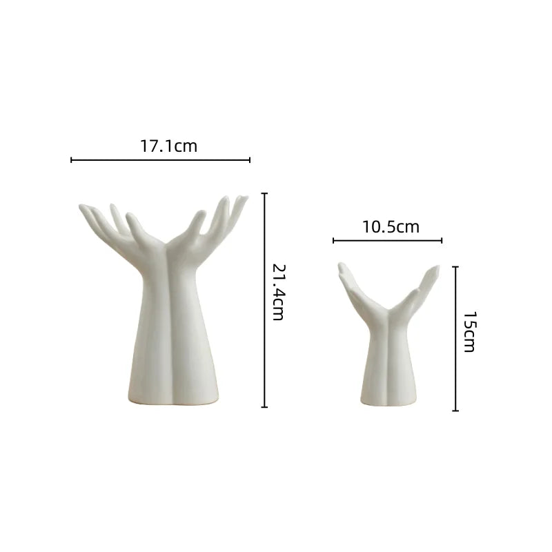 Ceramic hand arm palm sculpture flower vase porcelain art décor