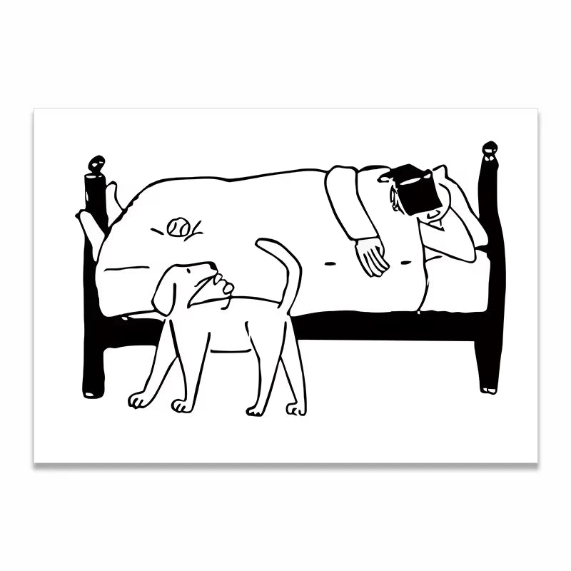 Korean Minimalist Anime Couple Canvas Wall Art