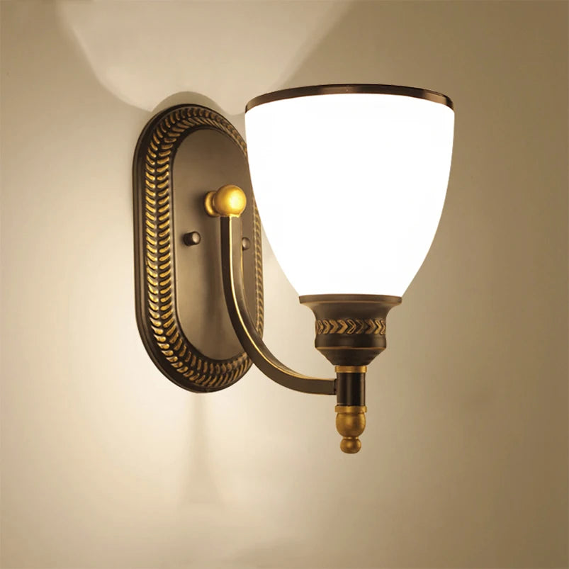 glass wall sconce, front view on white background