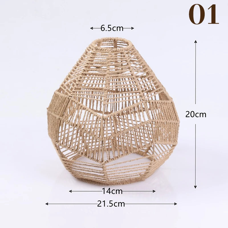 Vintage style wicker chandelier shade with pastoral woven pattern