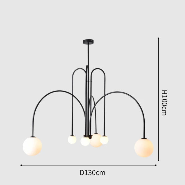Gold arched chandelier at 39.4 in wide in cold white LED light