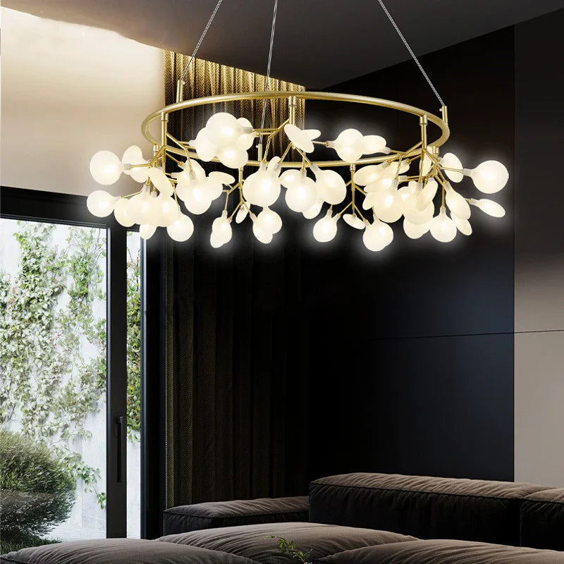 Black firefly chandelier with 45 acrylic heads and G4 LED bulbs