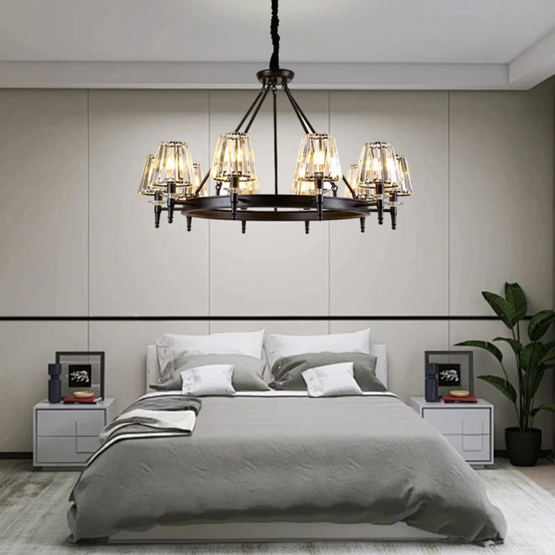Matte Black Crystal Chandelier