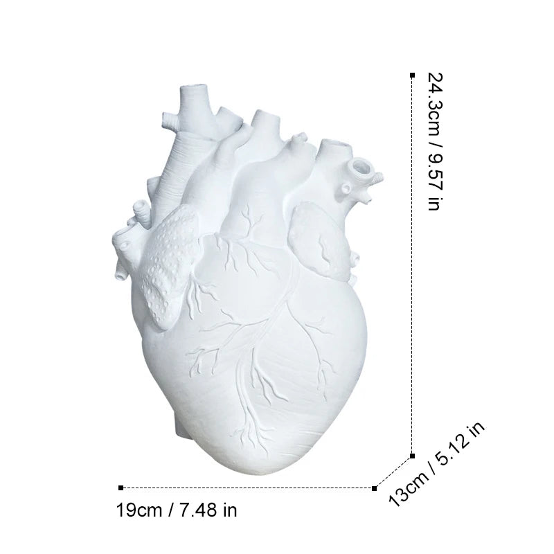 Close-up of heart vase resin finish texture detail