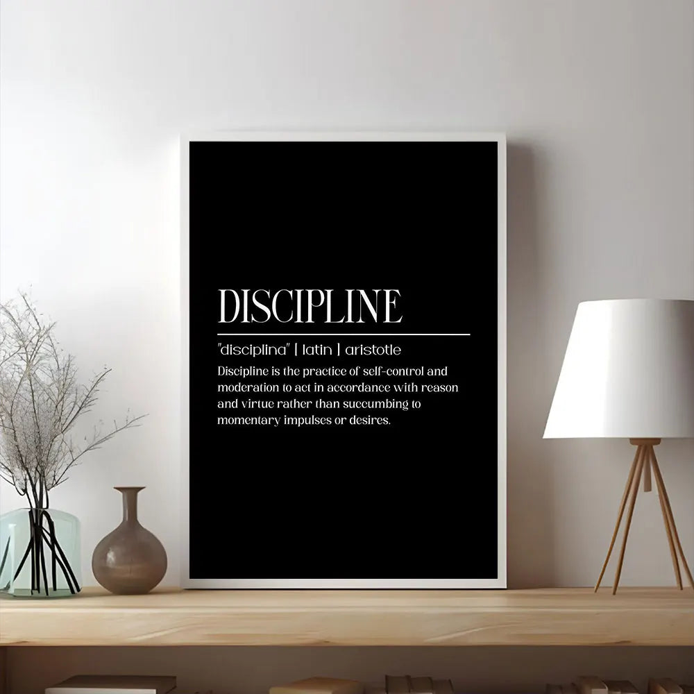 Minimalist Motivational Discipline Quote Canvas Wall Art