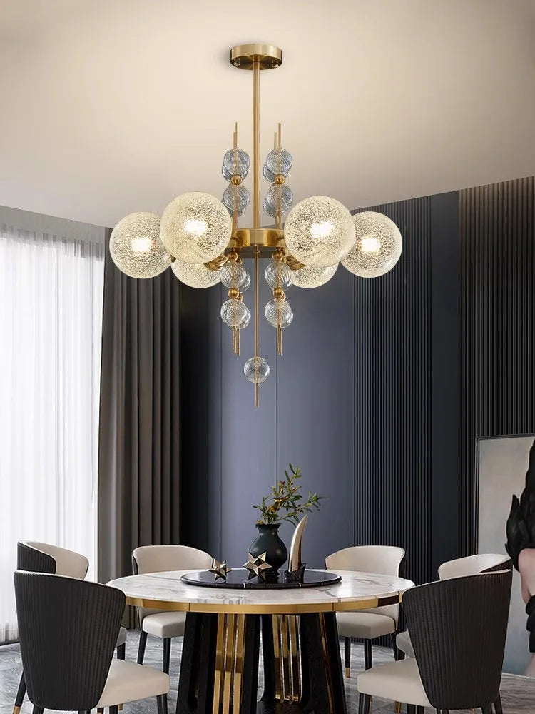 Ten light matte glass bubble chandelier at 39.4 in (100 cm) diameter
