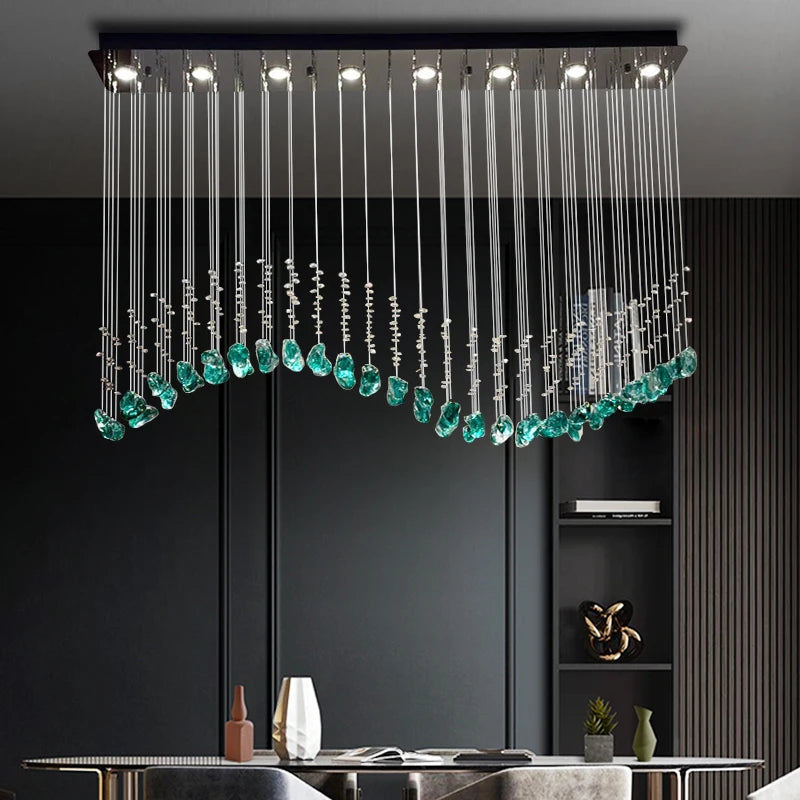 Green Stone Glass Chandelier