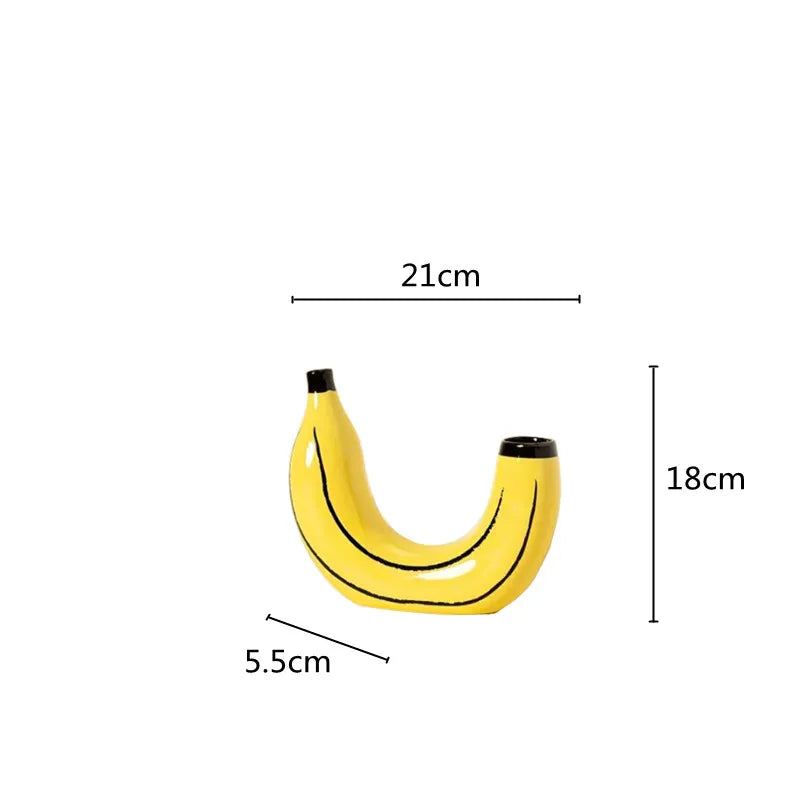 Side view of resin banana bunch vase showing realistic sculptural form