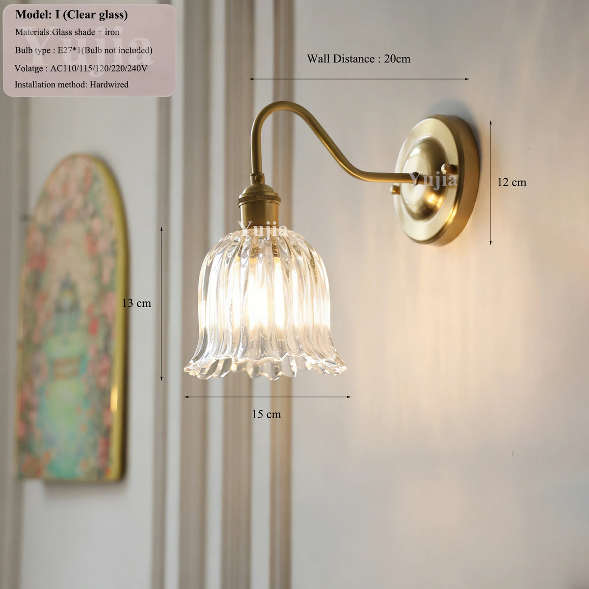 Nordic Brass Glass Switch Wall Sconce