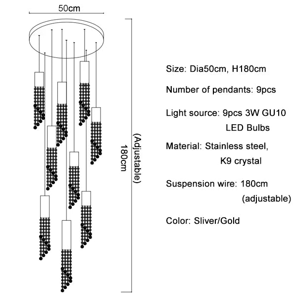 Five light crystal pendant chandelier suited to a bar or reception