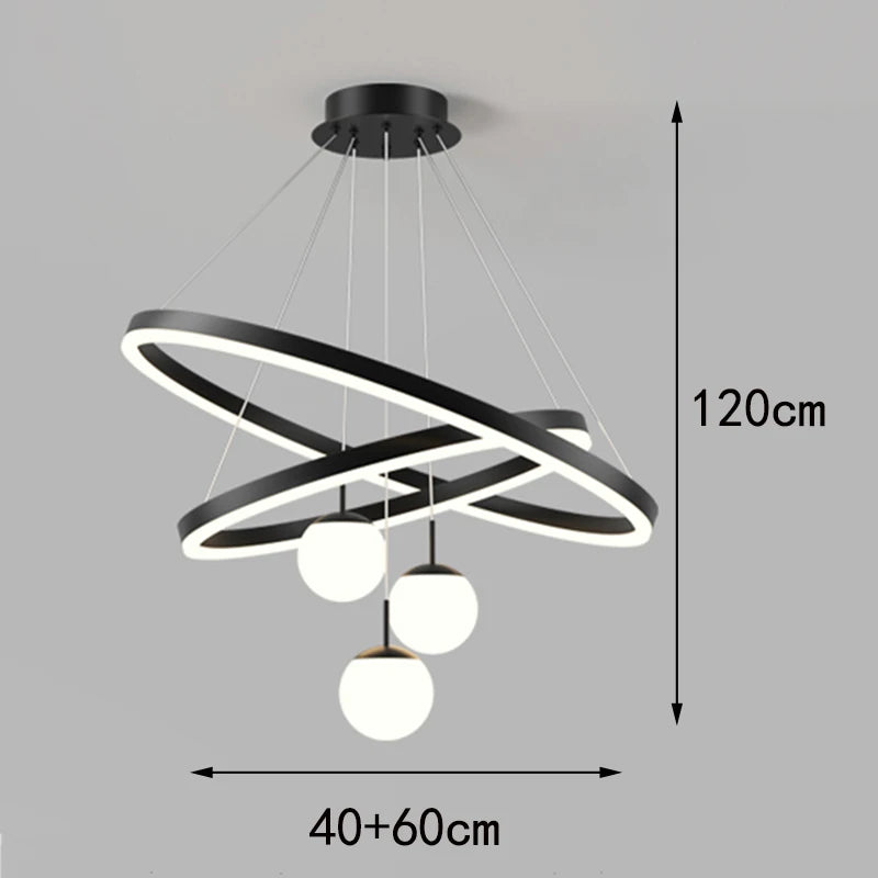 Six ring metal chandelier in black for a tall dining room ceiling