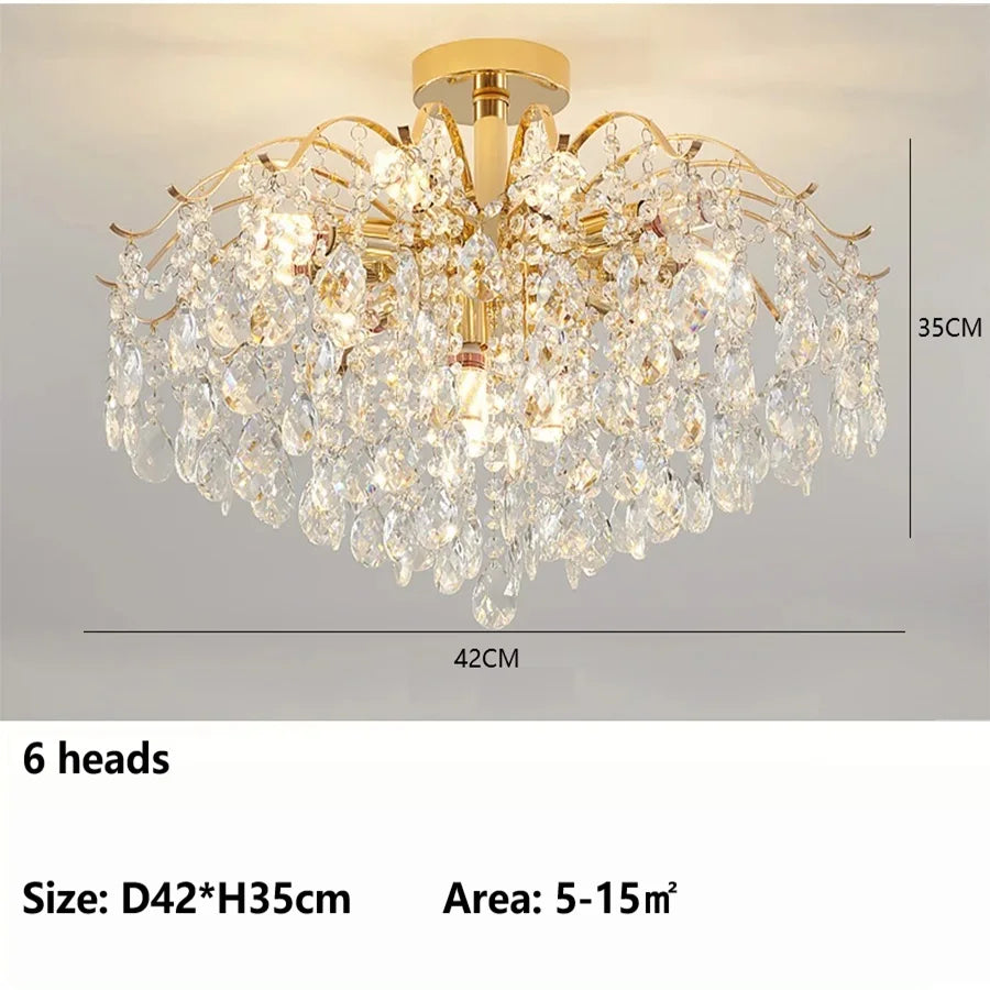 Modern crystal chandelier with nickel finish for a hotel style lobby