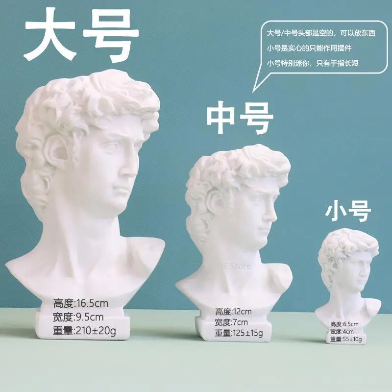 Resin David portrait human head flower vase art décor ornament