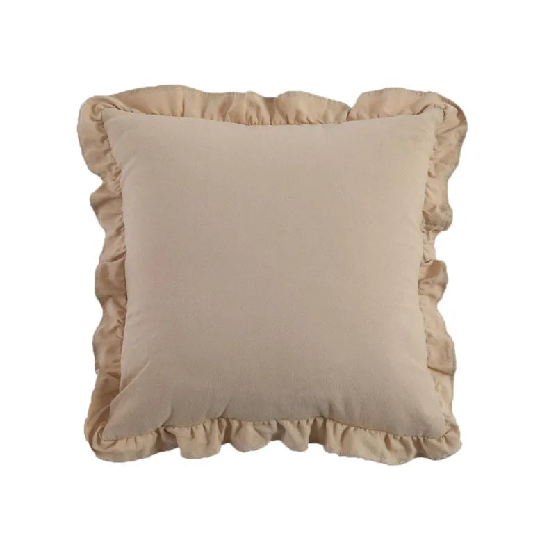 French Ruffle Cotton Pillow Cover