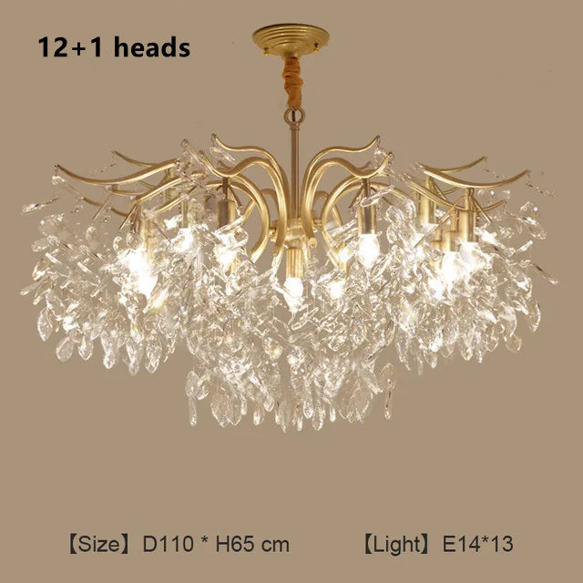 Black crystal chandelier with seven branching arms and crystal drops