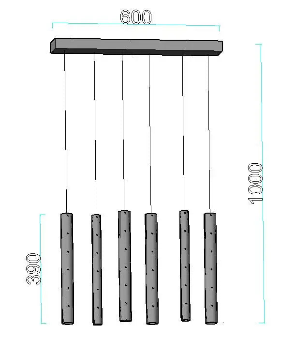 Forty two head linear tube chandelier for a hotel hall or office reception