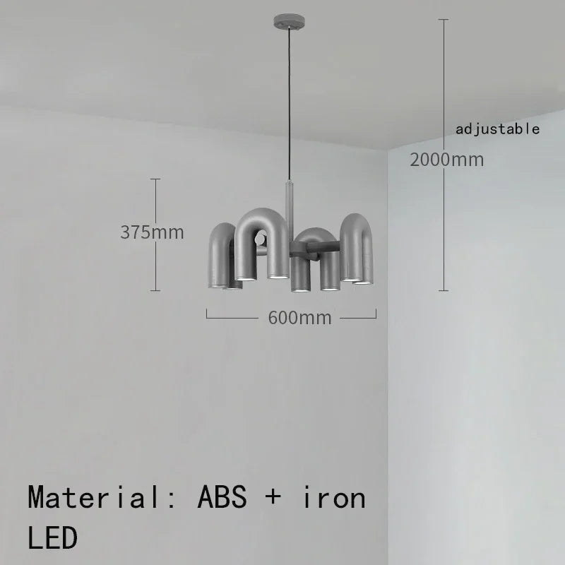 Two light orange U shaped chandelier with E27 LED bulbs included