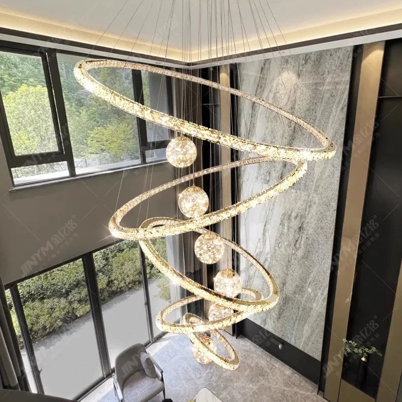 Four ring crystal chandelier with rings from 11.8 in to 31.5 in