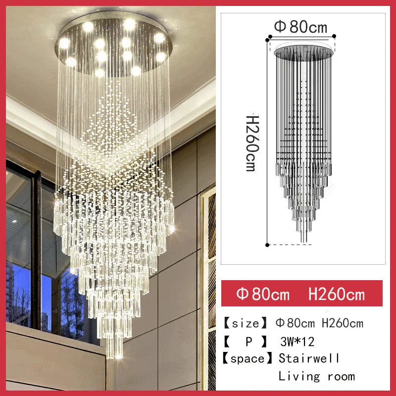 Crystal chandelier, 23.6 in across and 70.9 in long, for a parlor