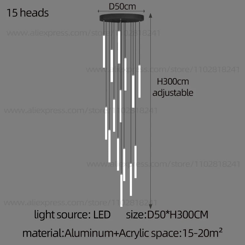 Forty head strip chandelier, 23.6 in across, with a 236.2 in drop