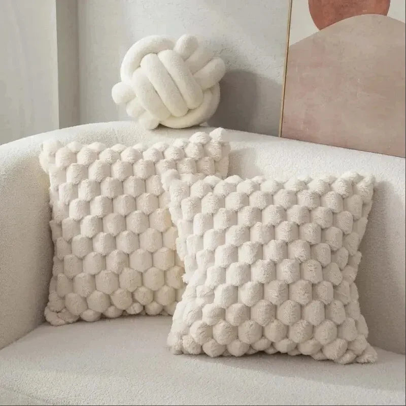 3D Textured Plush Throw Pillow Cover