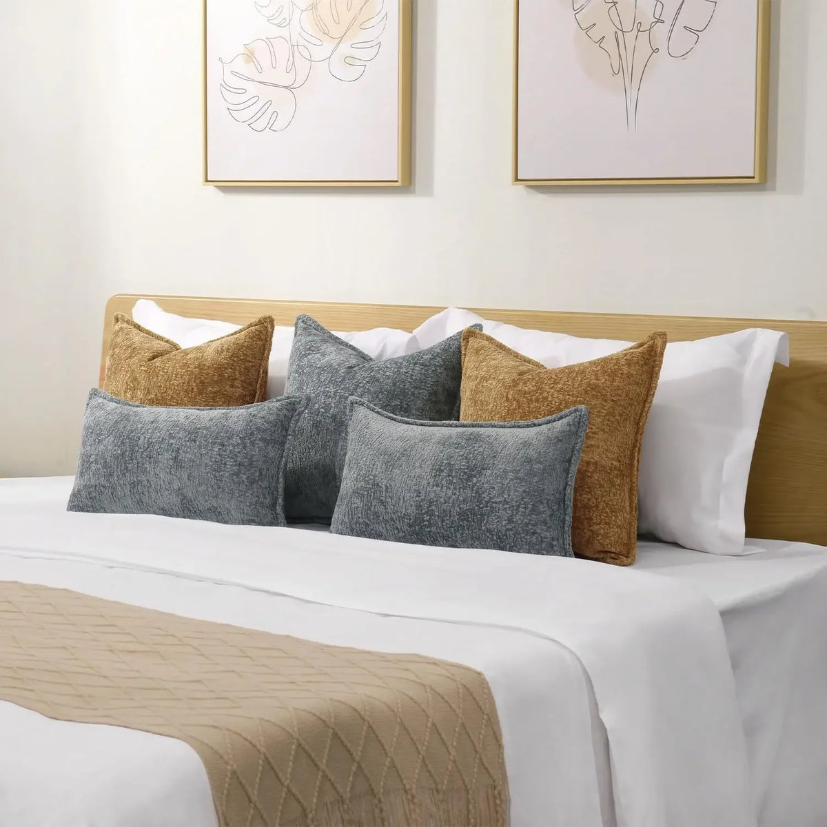 Solid Chenille Throw Pillow Cover — styling detail