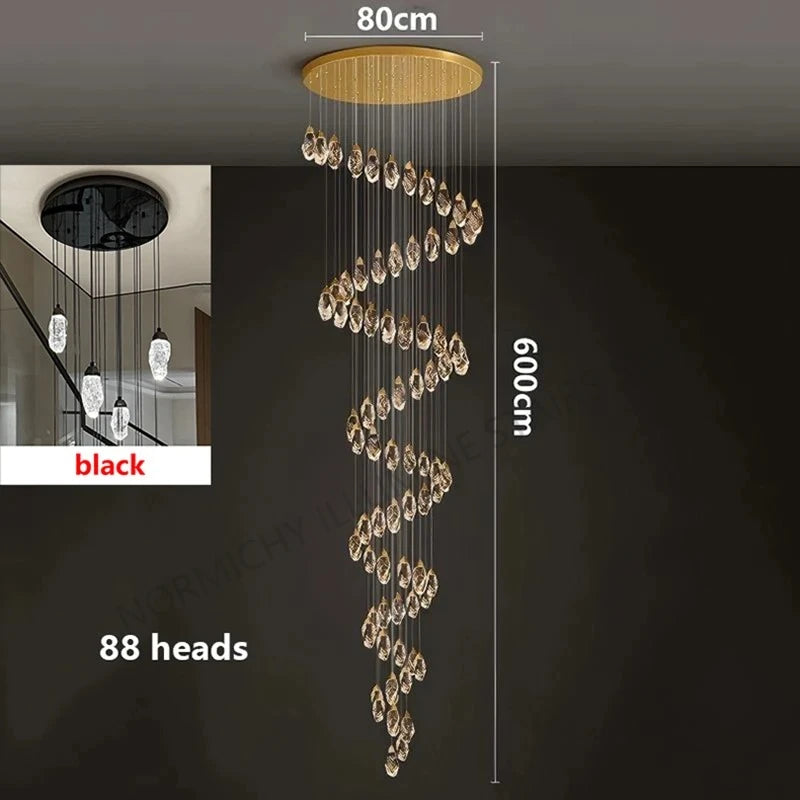 Fifty head crystal chandelier, 23.6 in chassis, 196.9 in drop