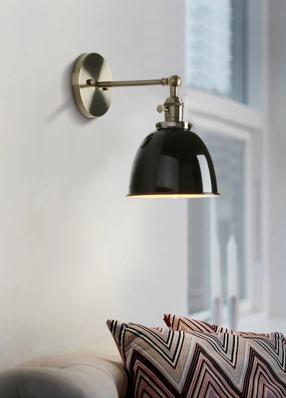 Matte Black Metal Dome Wall Sconce