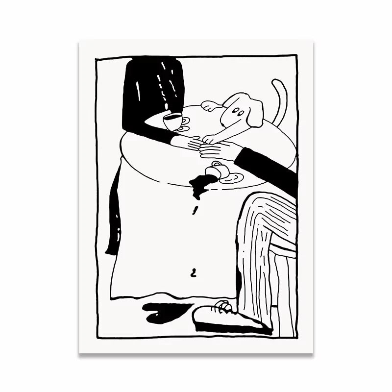 Korean Minimalist Anime Couple Canvas Wall Art