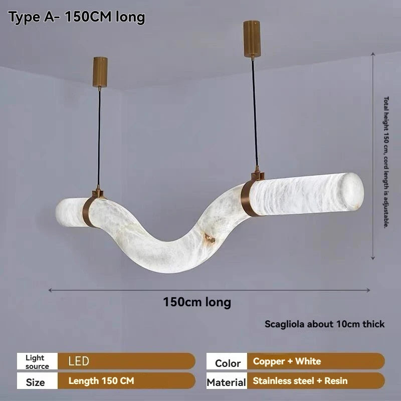 Style C wave faux alabaster chandelier with a layered wave profile