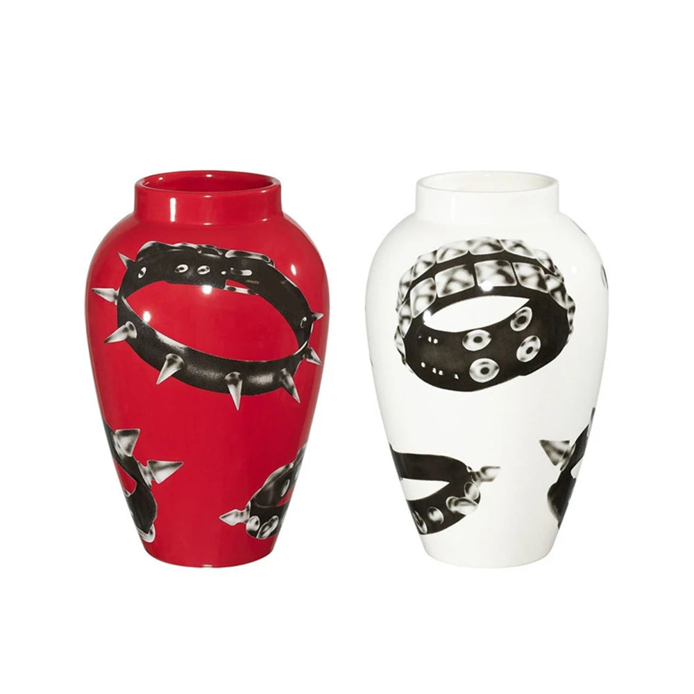 Fashion collar ceramic vase trendy INS artist style home décor