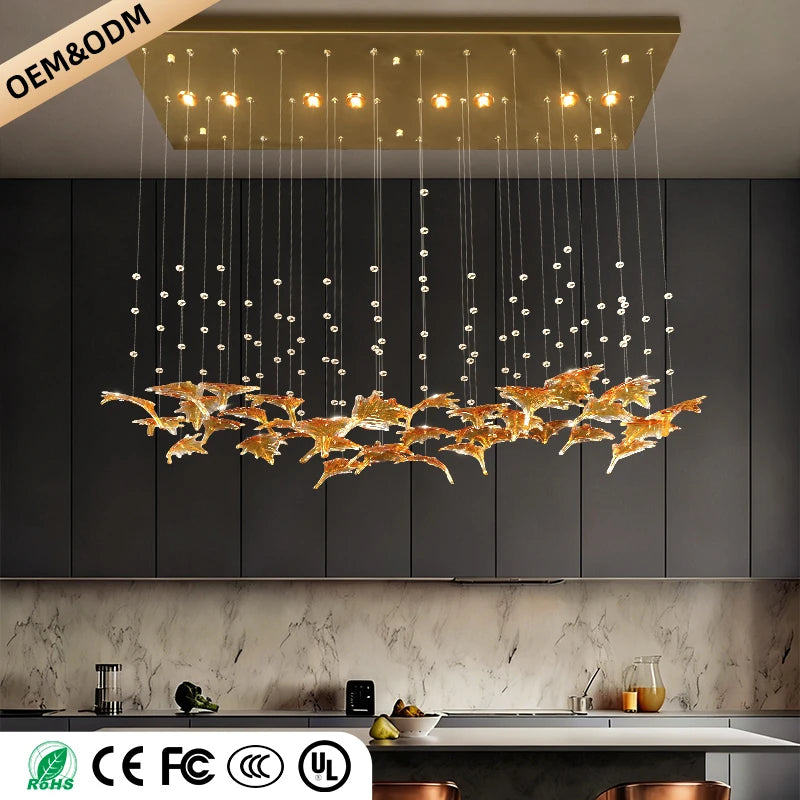 Maple Leaf Glass Chandelier