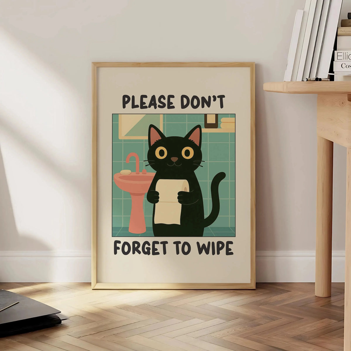 Wash Your Paws Black Cat Bathroom Canvas Wall Art