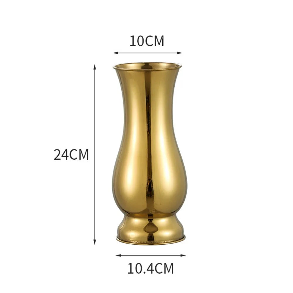Macro shot of polished metallic vase neck opening with smooth finished edge