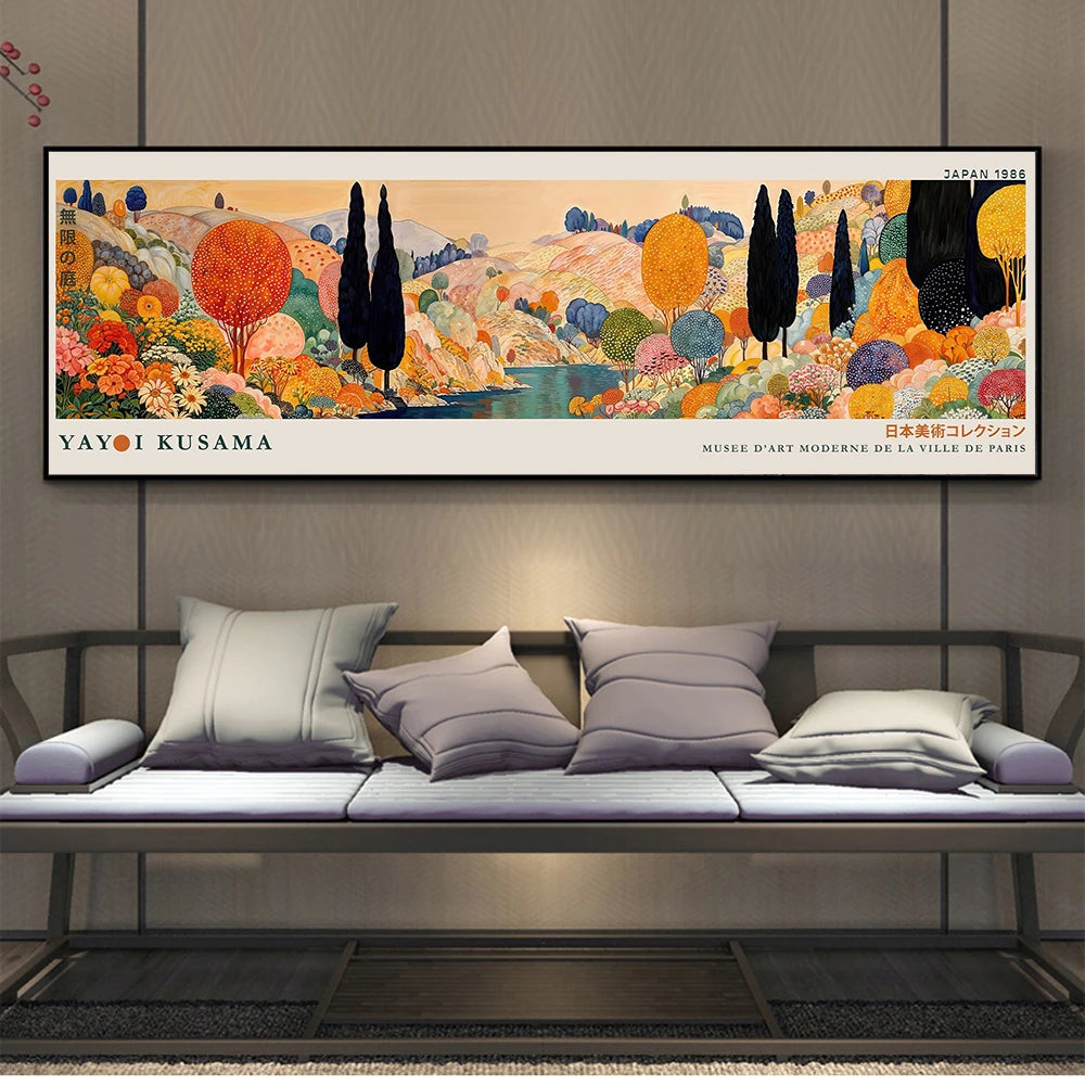 Yayoi Kusama Floral Landscape Tall Canvas Wall Art