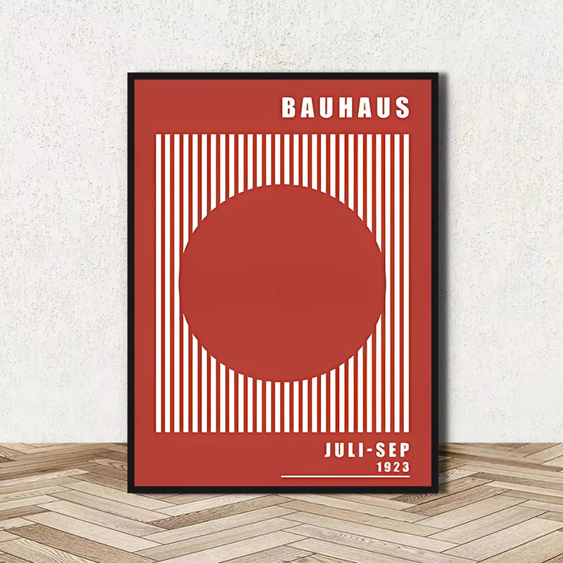 Abstract Bauhaus Geometric Line Art Canvas Wall Art