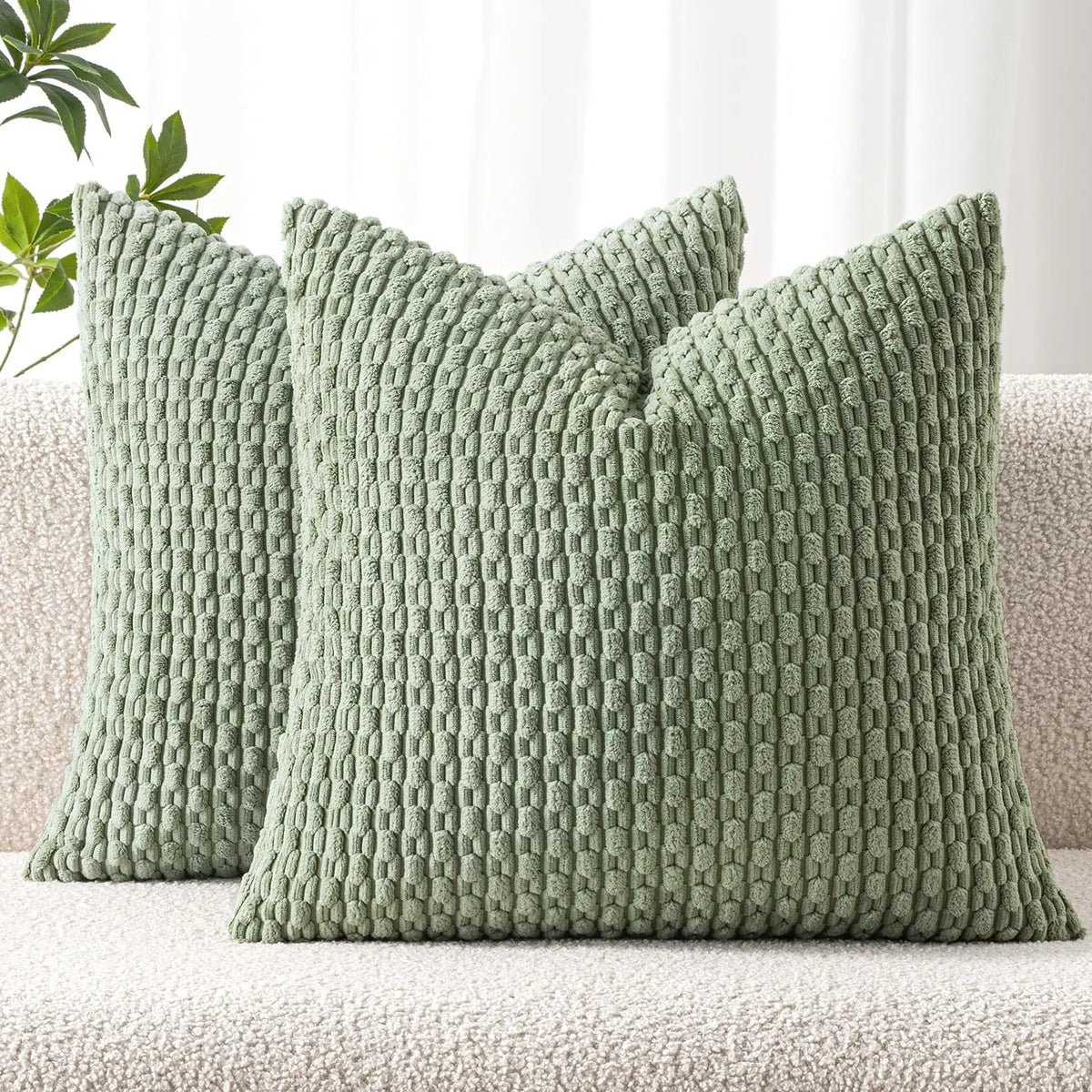 Boho Patchwork Corduroy Pillow Cover — styling detail