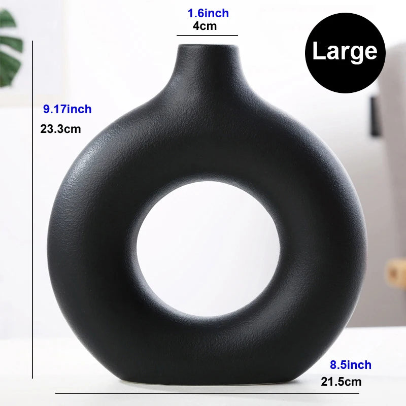 Style 1 and Style 2 Nordic donut ceramic vases shown side by side comparison
